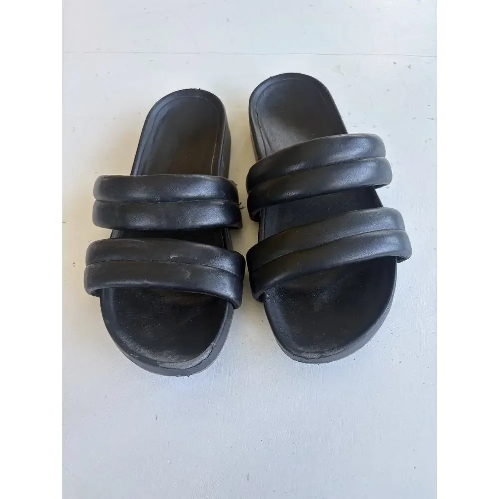 Vionic Black Triple-Strap Slide Sandals